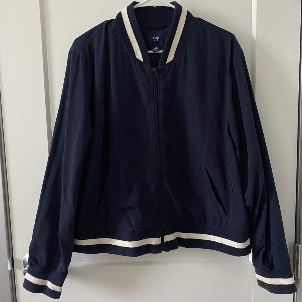GAP Dark Blue Bomber Jacket‎ with Light Trim